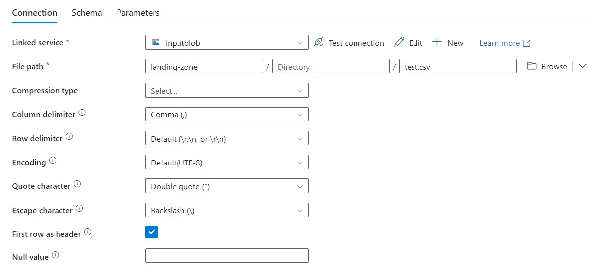 Example pipeline Dataset